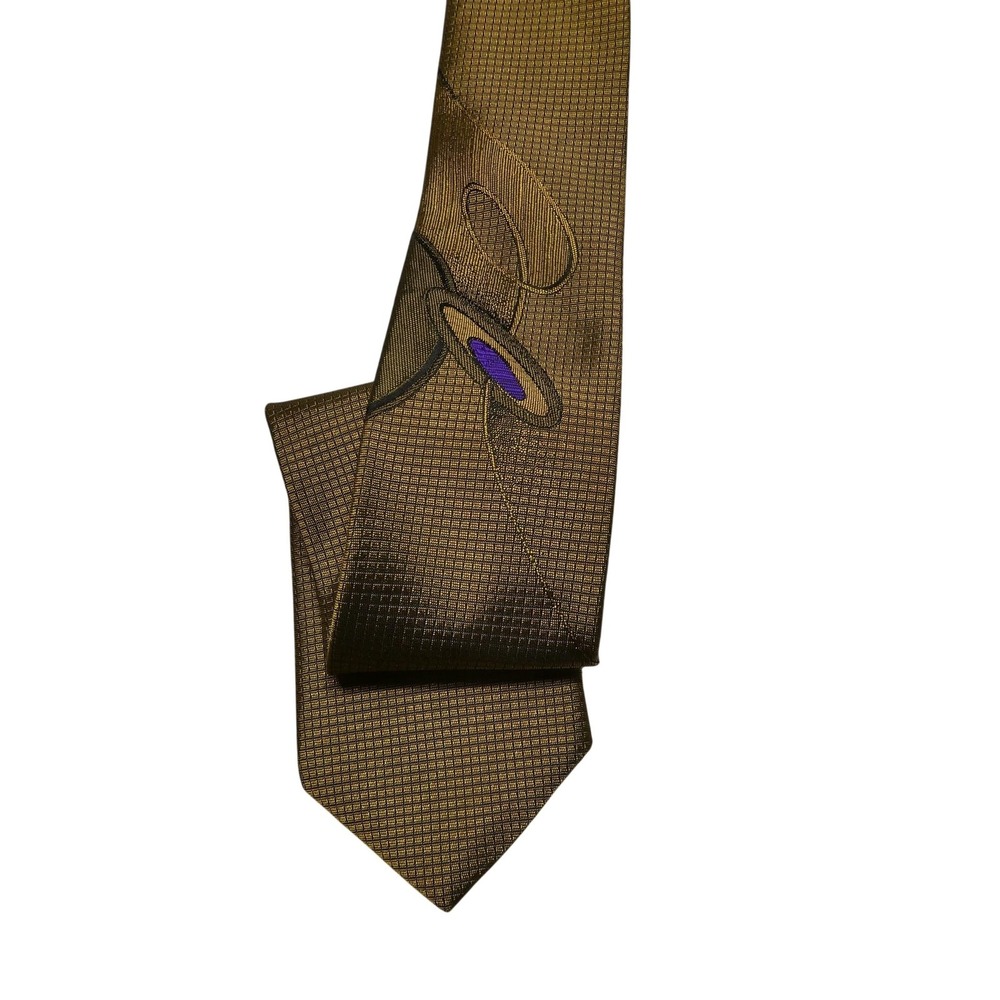 BonJour Tie Mens One Size‎ Bronze Geometric Abstract Slim Necktie Made USA